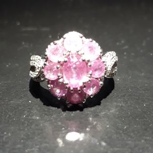 Natural Pink Sapphire Cluster Ring f5